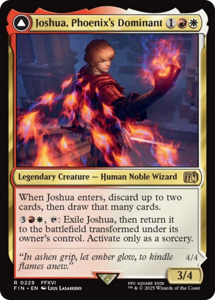 Joshua, Phoenix's Dominant // Phoenix, Warden of Fire - Rare Legendary Enchantment Creature — Saga Phoenix card from Final Fantasy