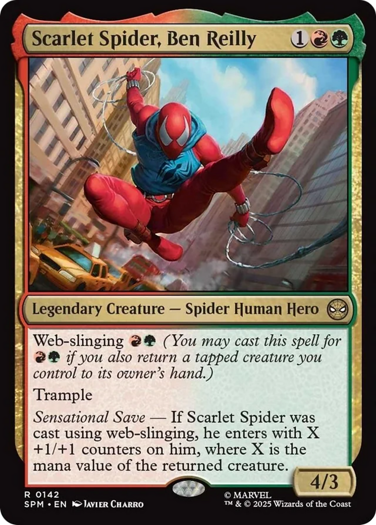 Scarlet Spider, Ben Reilly - Rare Legendary Creature — Spider Human Hero card from Marvel's Spider-Man