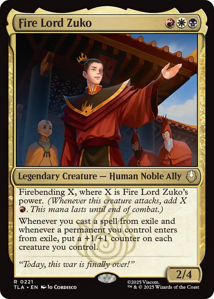 Fire Lord Zuko - Rare Legendary Creature — Human Noble Ally card from Avatar: The Last Airbender