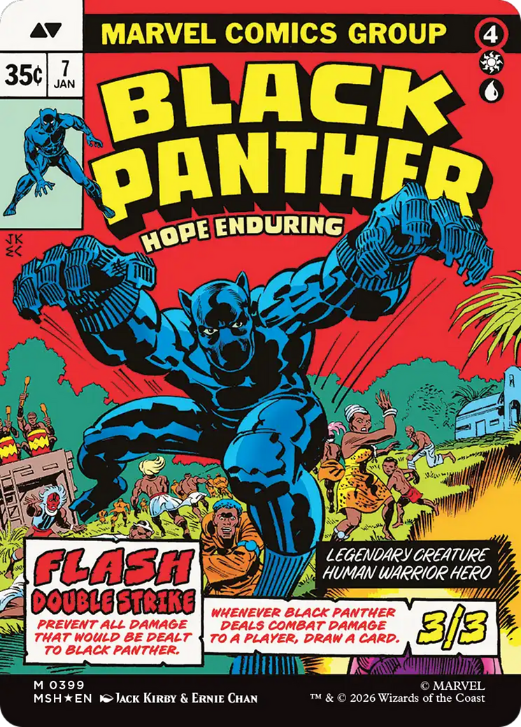 Back face of King T'Challa // Black Panther, Hope Enduring - Legendary Creature — Human Warrior Hero card