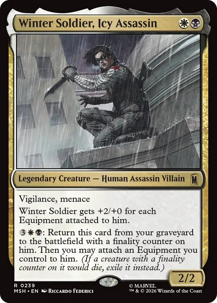 Winter Soldier, Icy Assassin - Rare Legendary Creature — Human Assassin Villain card from Marvel Super Heroes