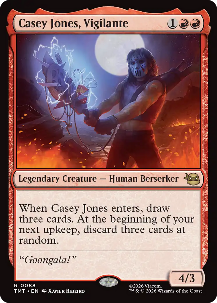 Casey Jones, Vigilante - Rare Legendary Creature — Human Berserker card from Teenage Mutant Ninja Turtles