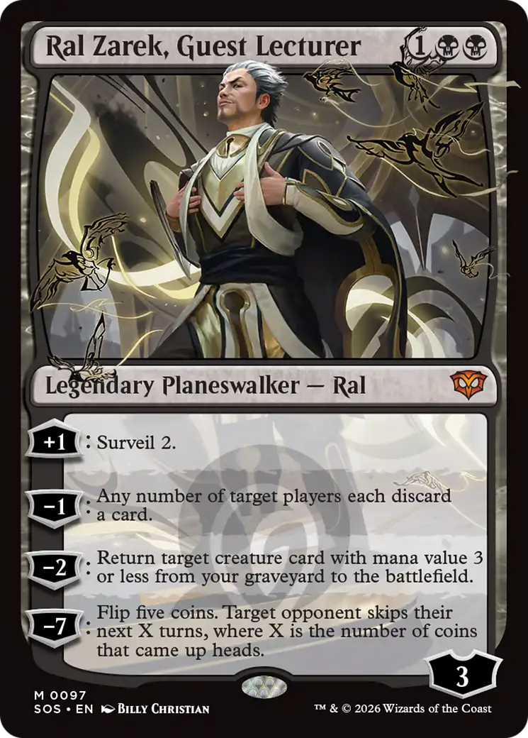 Ral Zarek, Guest Lecturer - Mythic Legendary Planeswalker — Ral card from Secrets of Strixhaven