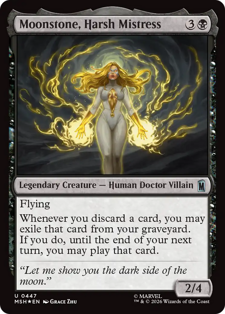 Moonstone, Harsh Mistress - Uncommon Legendary Creature — Human Doctor Villain card from Marvel Super Heroes
