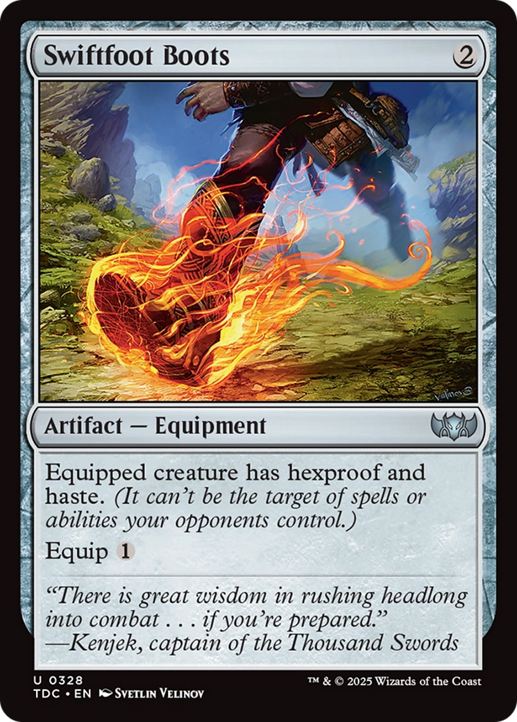 Swiftfoot Boots - Uncommon Artifact — Equipment card from Tarkir: Dragonstorm Commander