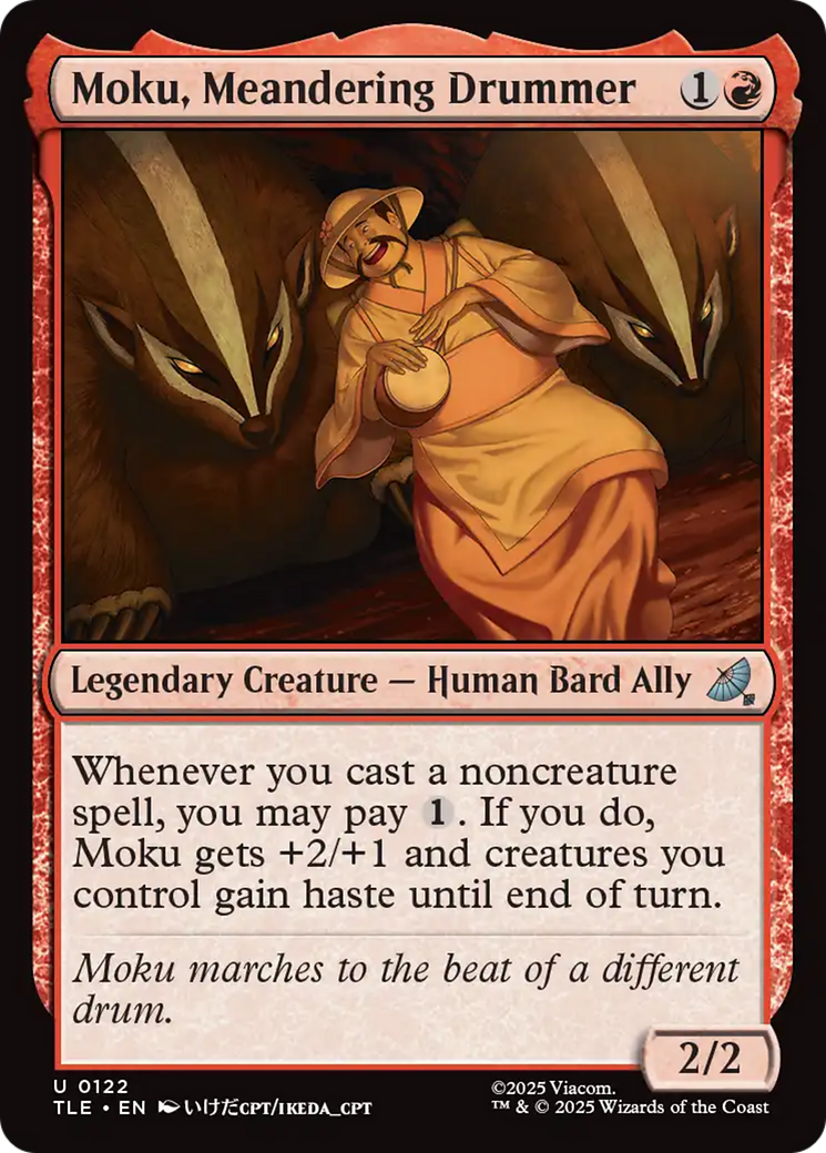 Moku, Meandering Drummer - Uncommon Legendary Creature — Human Bard Ally card from Avatar: The Last Airbender Eternal