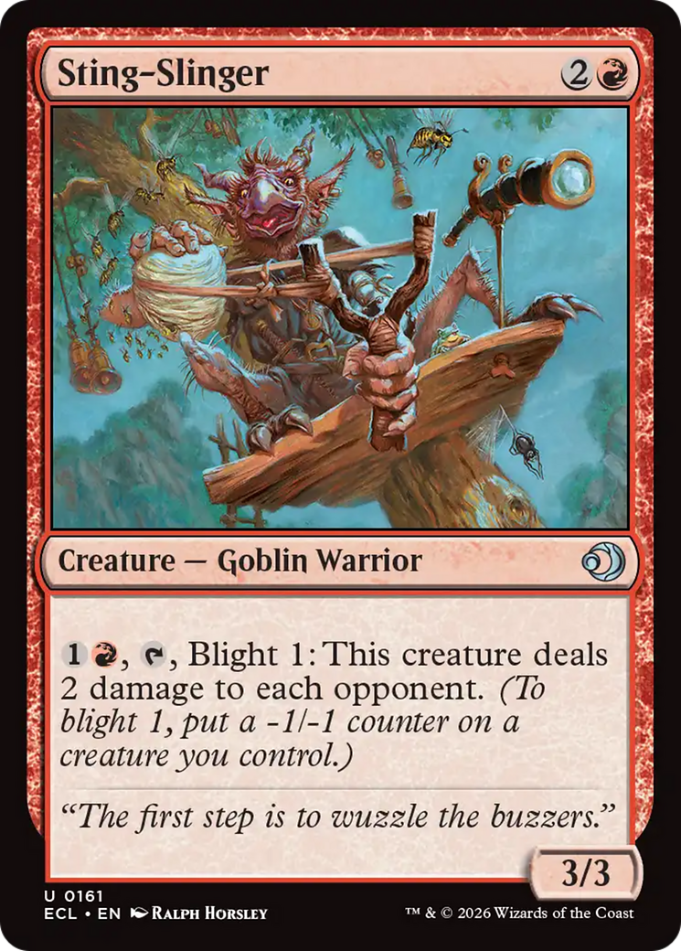 Sting-Slinger - Uncommon Creature — Goblin Warrior card from Lorwyn Eclipsed