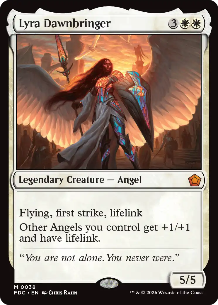 Lyra Dawnbringer - Mythic Legendary Creature — Angel card from Foundations Commander