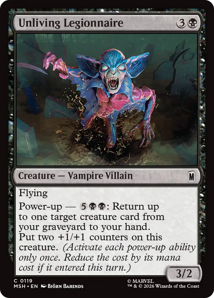 Unliving Legionnaire - Common Creature — Vampire Villain card from Marvel Super Heroes