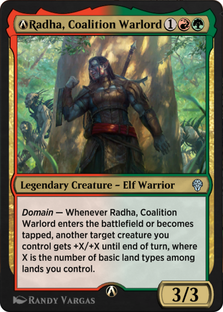 A-Radha, Coalition Warlord - Uncommon Legendary Creature — Elf Warrior card from Dominaria United