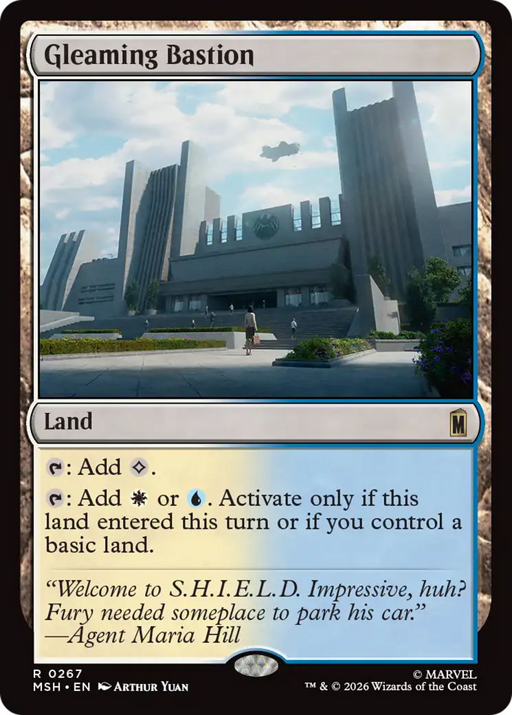 Gleaming Bastion - Rare Land card from Marvel Super Heroes