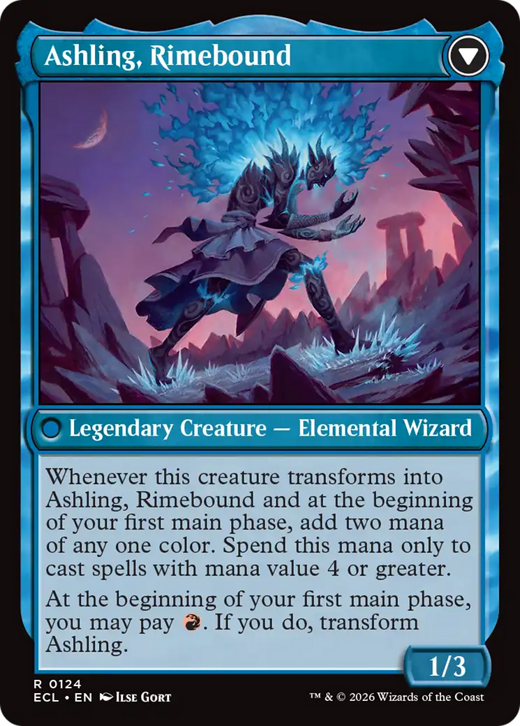 Back face of Ashling, Rekindled // Ashling, Rimebound - Legendary Creature — Elemental Sorcerer card