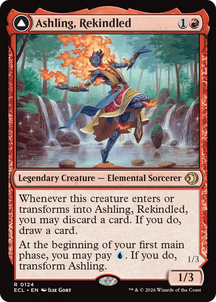 Ashling, Rekindled // Ashling, Rimebound - Rare Legendary Creature — Elemental Sorcerer card from Lorwyn Eclipsed