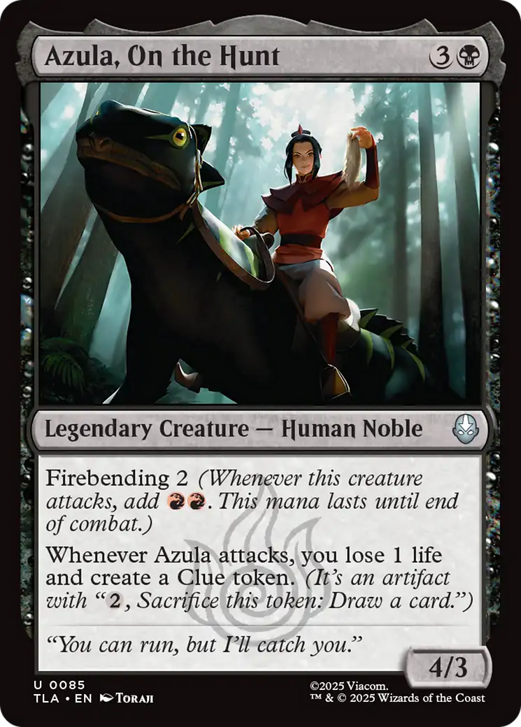 Azula, On the Hunt - Uncommon Legendary Creature — Human Noble card from Avatar: The Last Airbender