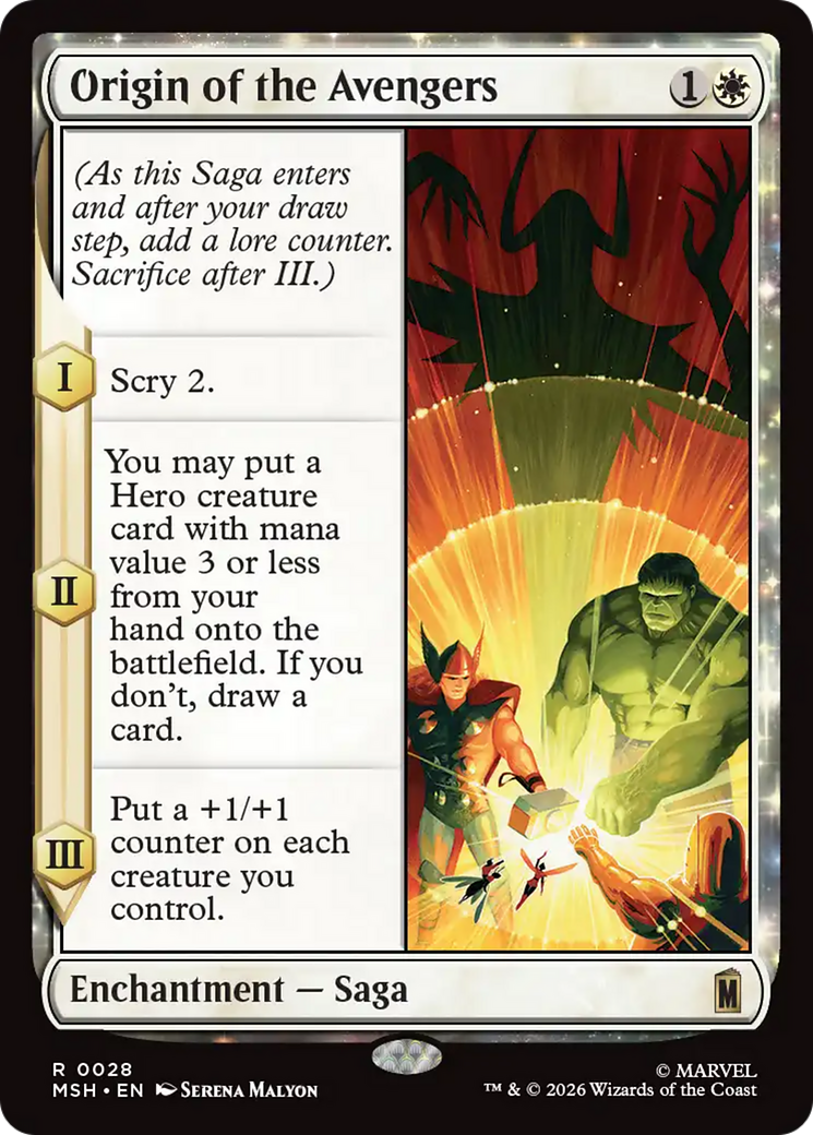 Origin of the Avengers - Rare Enchantment — Saga card from Marvel Super Heroes