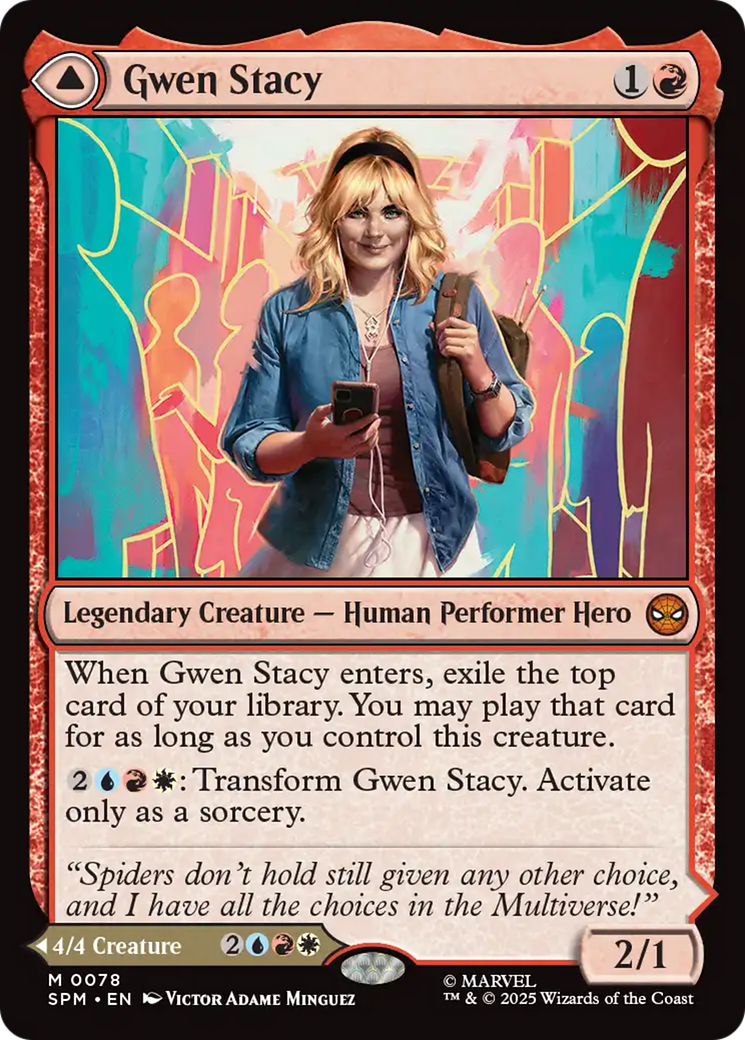 Gwen Stacy // Ghost-Spider - Mythic Legendary Creature — Human Performer Hero card from Marvel's Spider-Man
