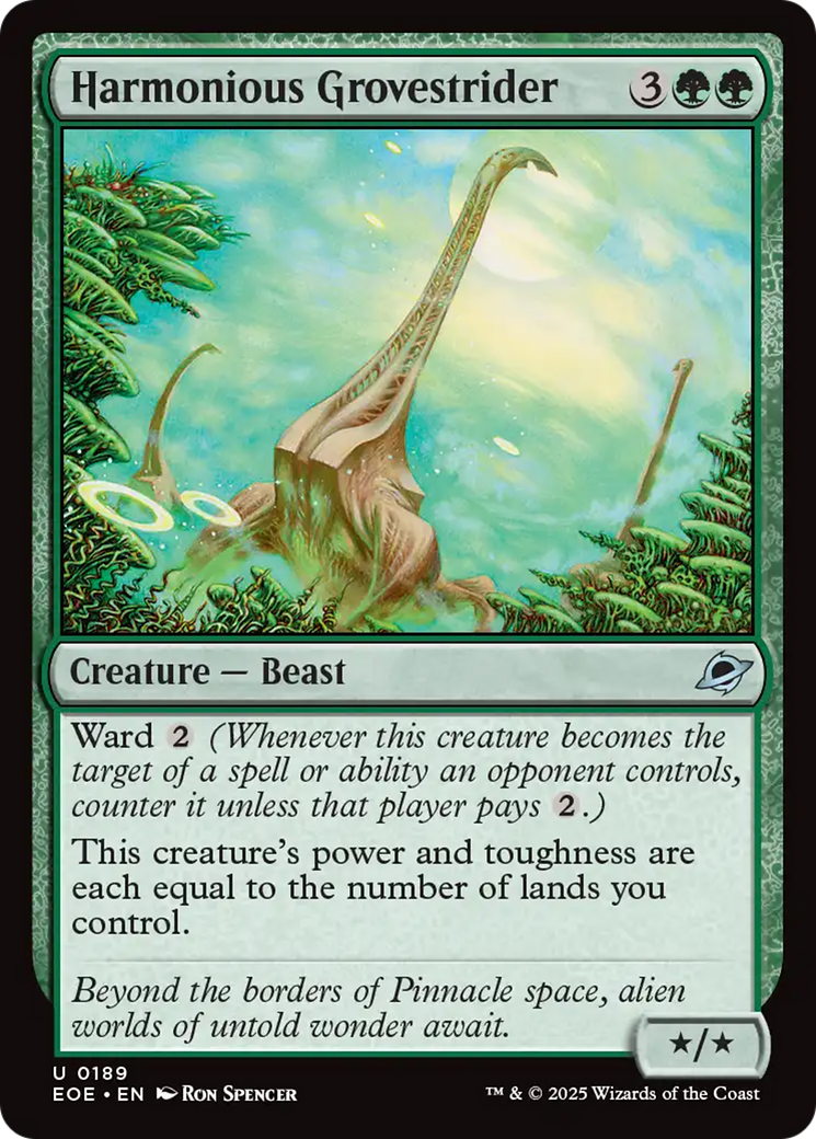 Harmonious Grovestrider - Uncommon Creature — Beast card from Edge of Eternities