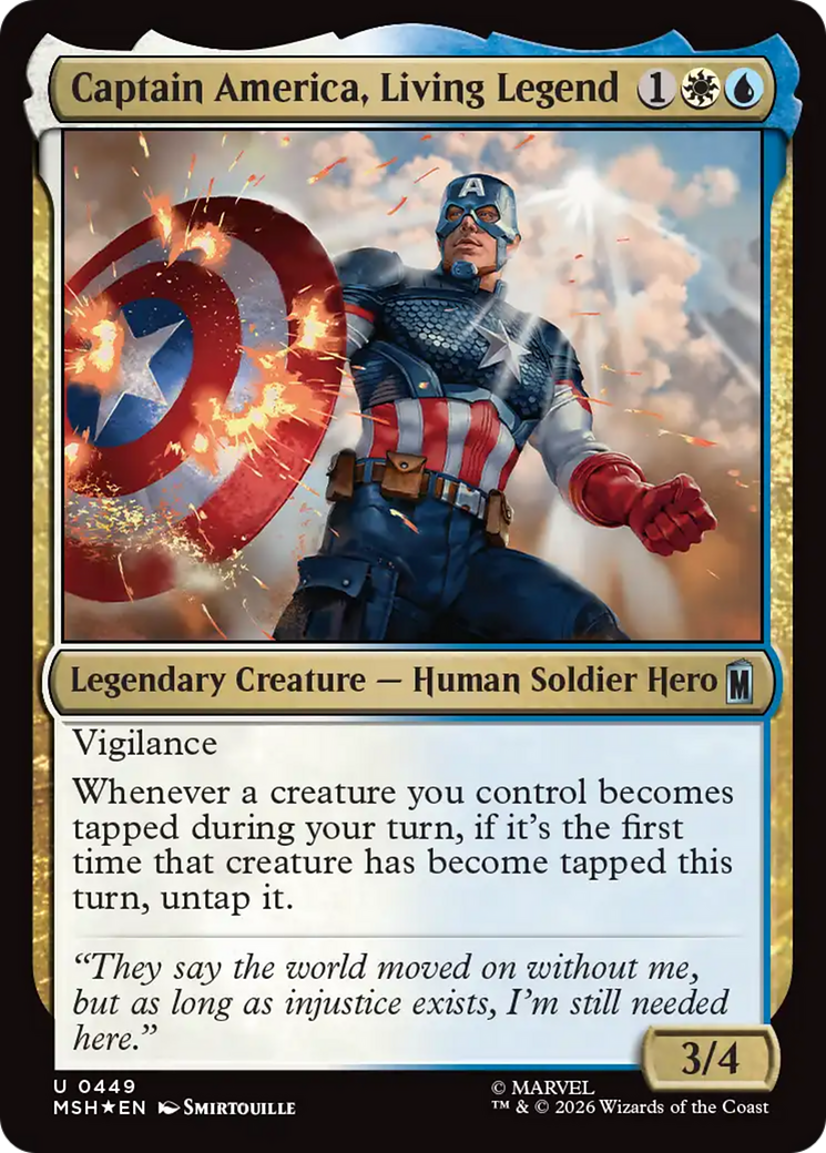Captain America, Living Legend - Uncommon Legendary Creature — Human Soldier Hero card from Marvel Super Heroes