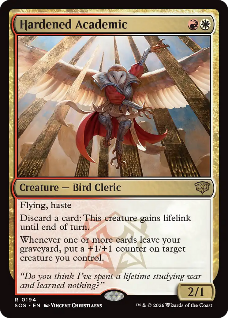 Hardened Academic - Rare Creature — Bird Cleric card from Secrets of Strixhaven