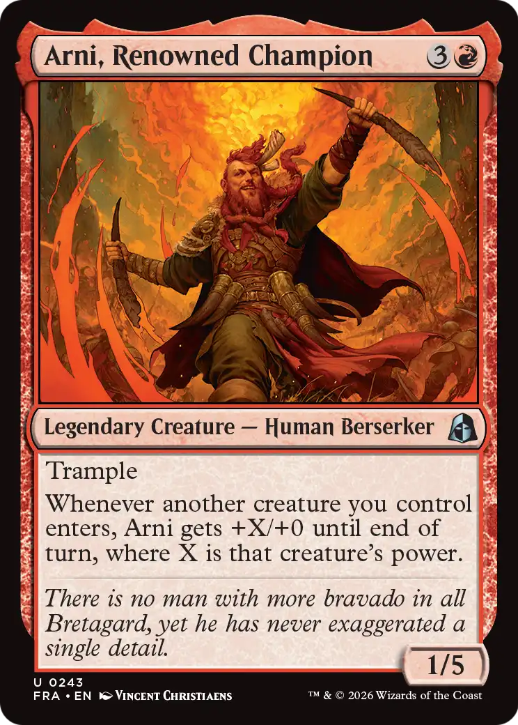 Arni, Renowned Champion - Uncommon Legendary Creature — Human Berserker card from Reality Fracture