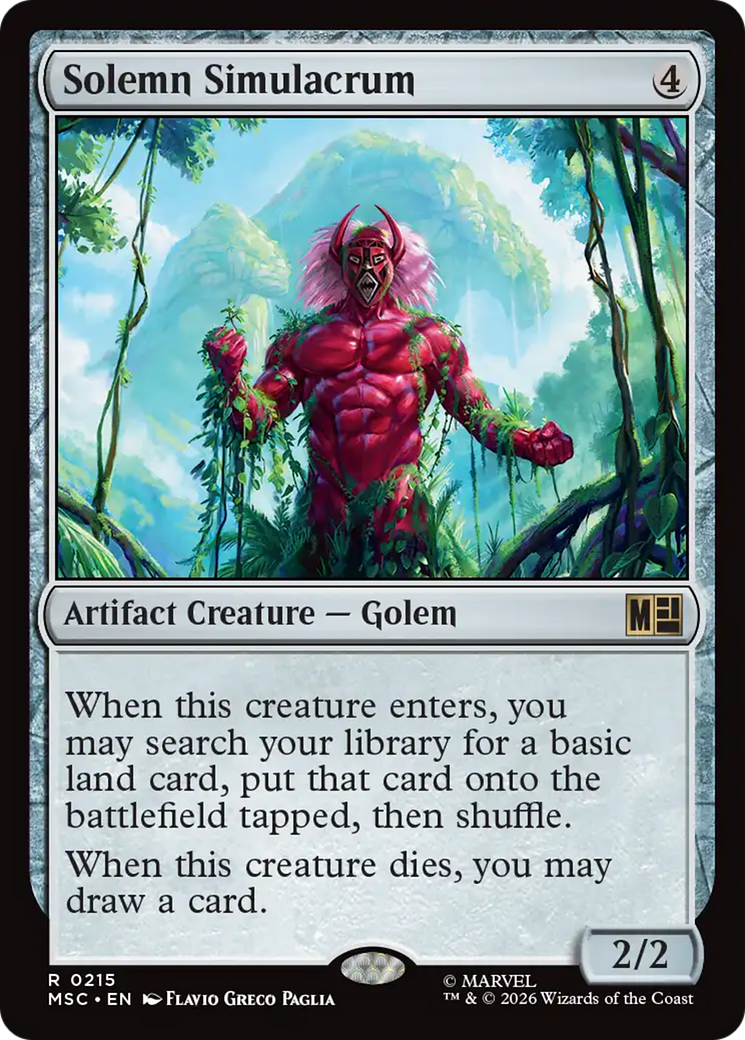 Solemn Simulacrum - Rare Artifact Creature — Golem card from Marvel Super Heroes Commander
