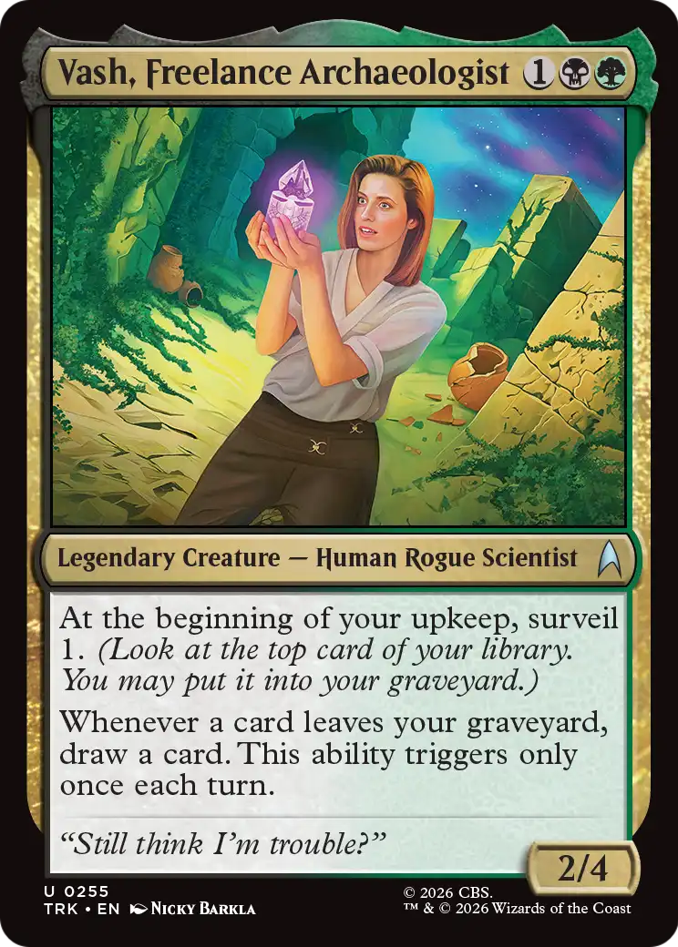 Vash, Freelance Archaeologist - Uncommon Legendary Creature — Human Rogue Scientist card from Star Trek