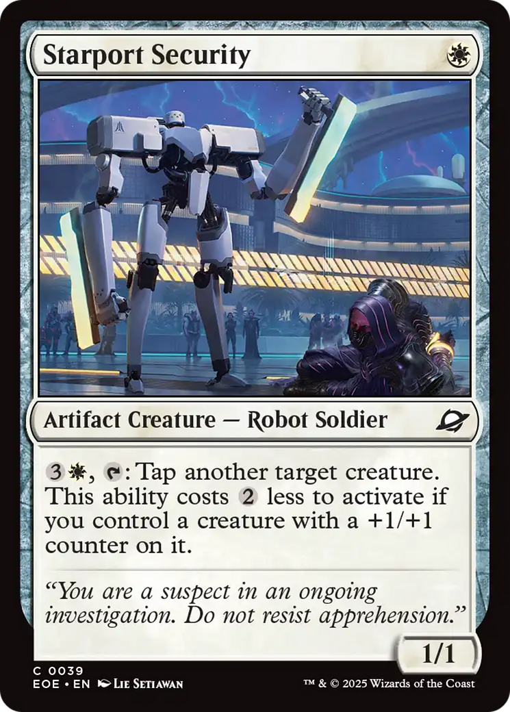 Starport Security - Common Artifact Creature — Robot Soldier card from Edge of Eternities