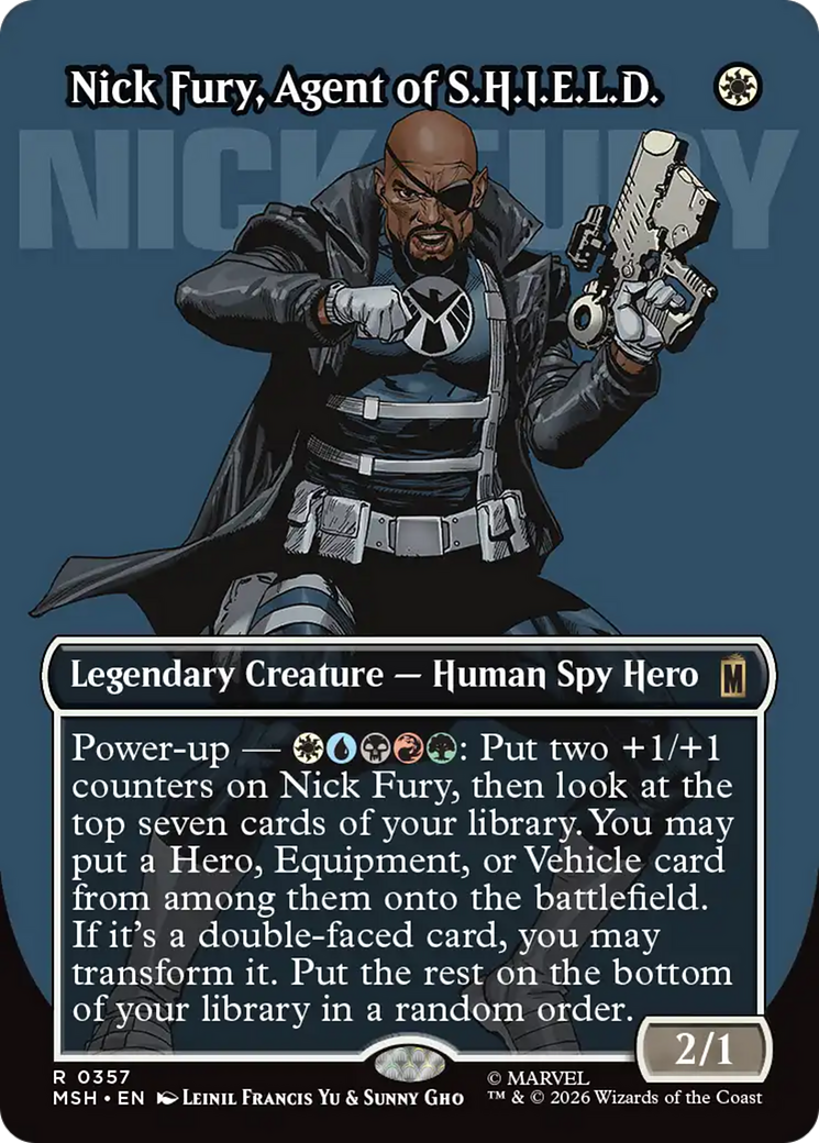 Nick Fury, Agent of S.H.I.E.L.D. - Rare Legendary Creature — Human Spy Hero card from Marvel Super Heroes