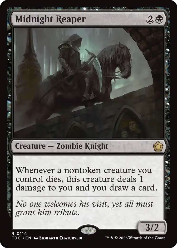 Midnight Reaper - Rare Creature — Zombie Knight card from Foundations Commander