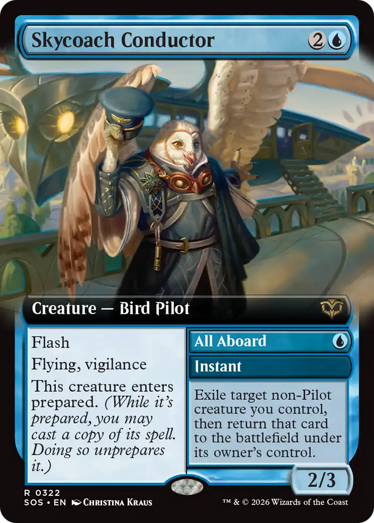 Skycoach Conductor // All Aboard - Rare Creature — Bird Pilot card from Secrets of Strixhaven