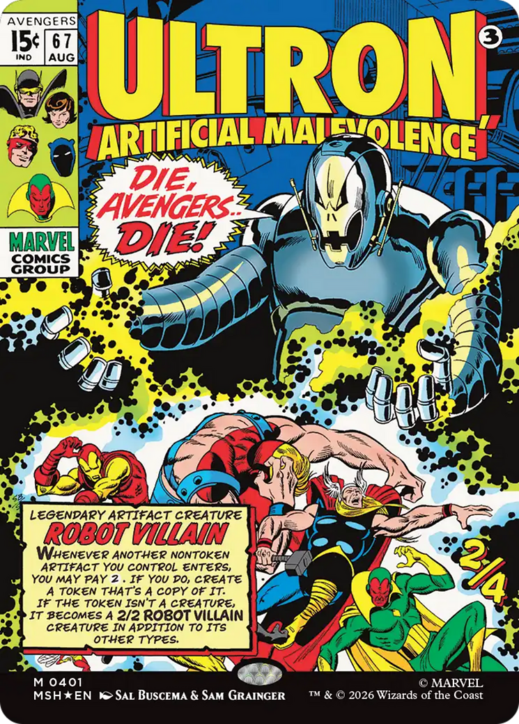 Ultron, Artificial Malevolence - Mythic Legendary Artifact Creature — Robot Villain card from Marvel Super Heroes