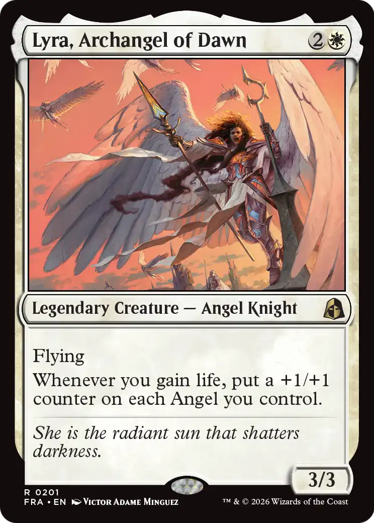 Lyra, Archangel of Dawn - Rare Legendary Creature — Angel Knight card from Reality Fracture