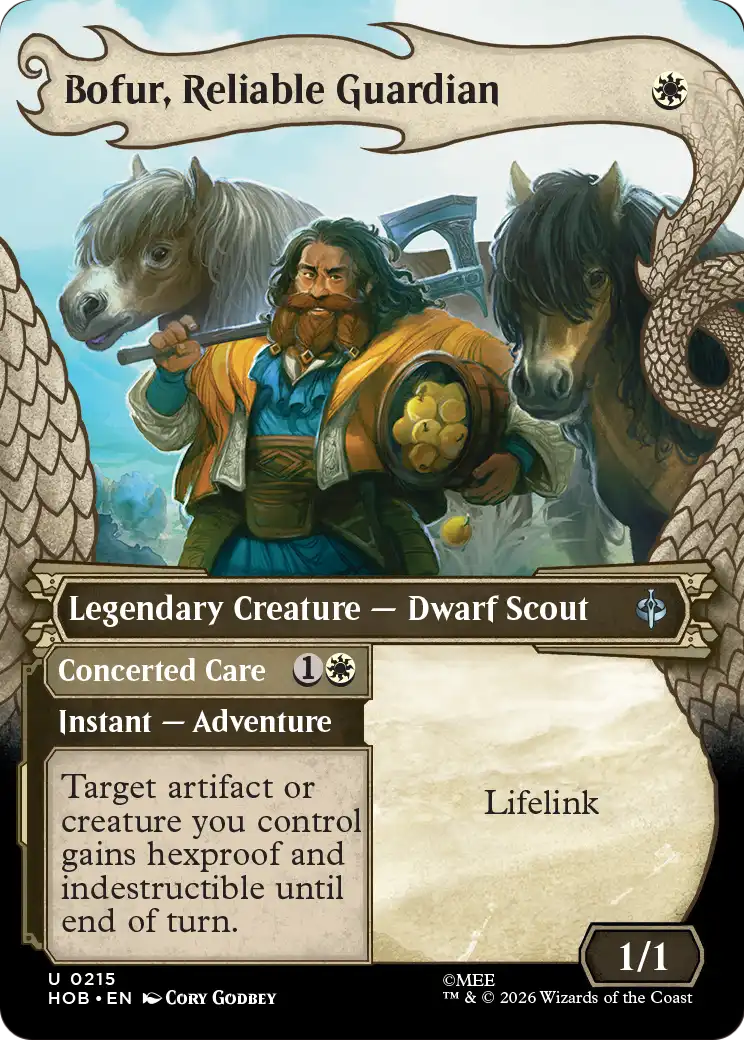 Bofur, Reliable Guardian // Concerted Care - Uncommon Legendary Creature — Dwarf Scout card from The Hobbit