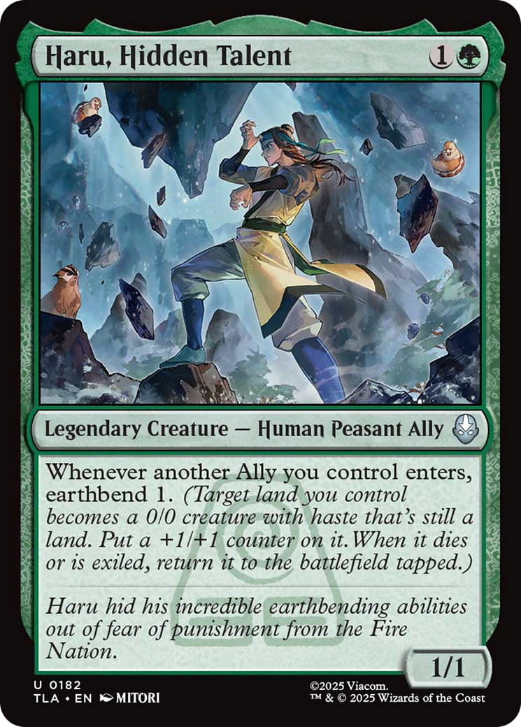 Haru, Hidden Talent - Uncommon Legendary Creature — Human Peasant Ally card from Avatar: The Last Airbender