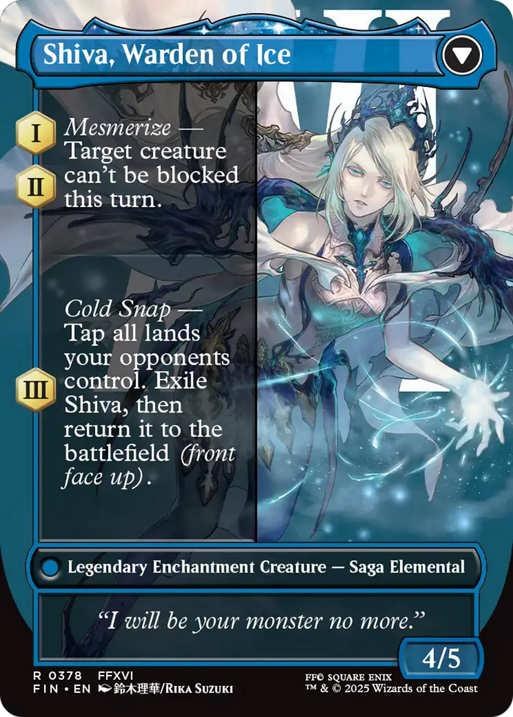 Back face of Jill, Shiva's Dominant // Shiva, Warden of Ice - Legendary Enchantment Creature — Saga Elemental card