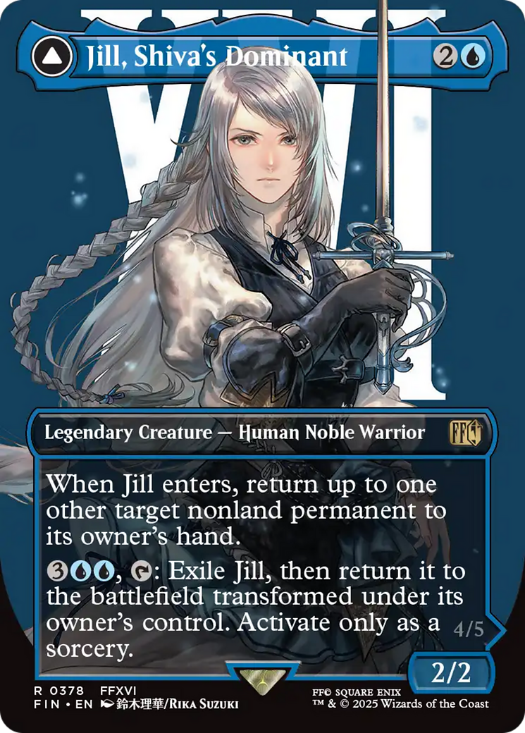 Jill, Shiva's Dominant // Shiva, Warden of Ice - Rare Legendary Enchantment Creature — Saga Elemental card from Final Fantasy