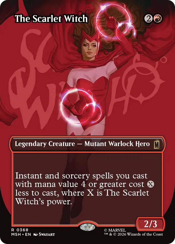The Scarlet Witch - Rare Legendary Creature — Mutant Warlock Hero card from Marvel Super Heroes