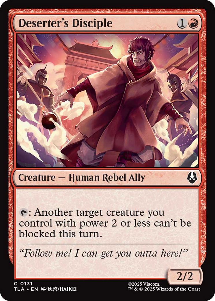 Deserter's Disciple - Common Creature — Human Rebel Ally card from Avatar: The Last Airbender
