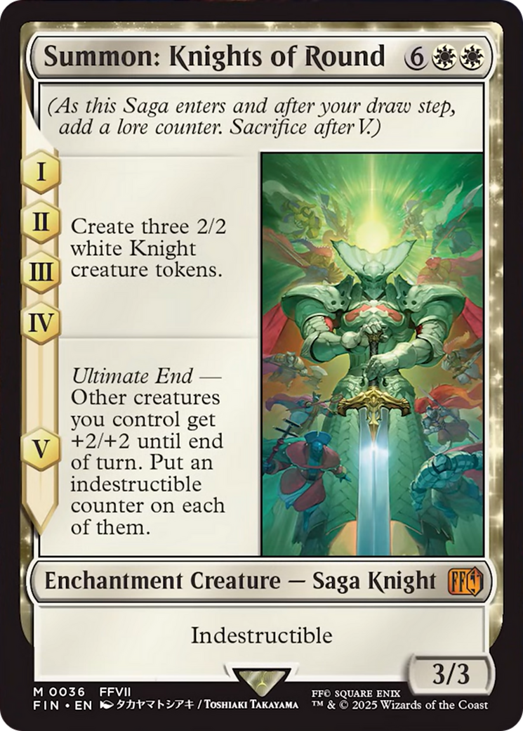 Summon: Knights of Round - Mythic Enchantment Creature — Saga Knight card from Final Fantasy