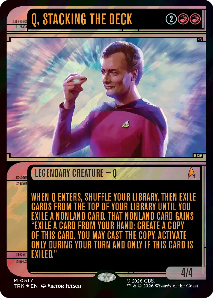 Q, Stacking the Deck - Mythic Legendary Creature — Q card from Star Trek