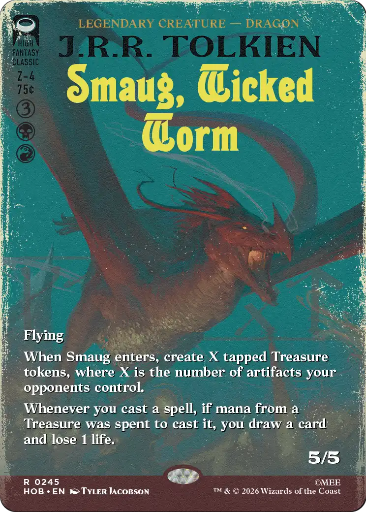 Smaug, Wicked Worm - Rare Legendary Creature — Dragon card from The Hobbit