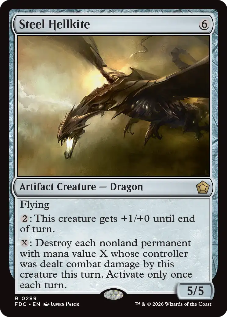 Steel Hellkite - Rare Artifact Creature — Dragon card from Foundations Commander