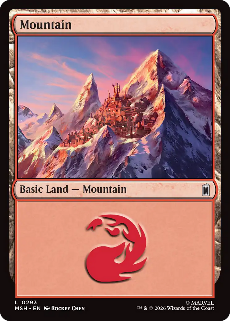 Mountain - Common Basic Land — Mountain card from Marvel Super Heroes