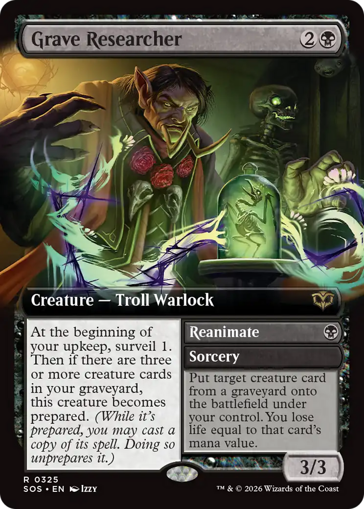 Grave Researcher // Reanimate - Rare Creature — Troll Warlock card from Secrets of Strixhaven