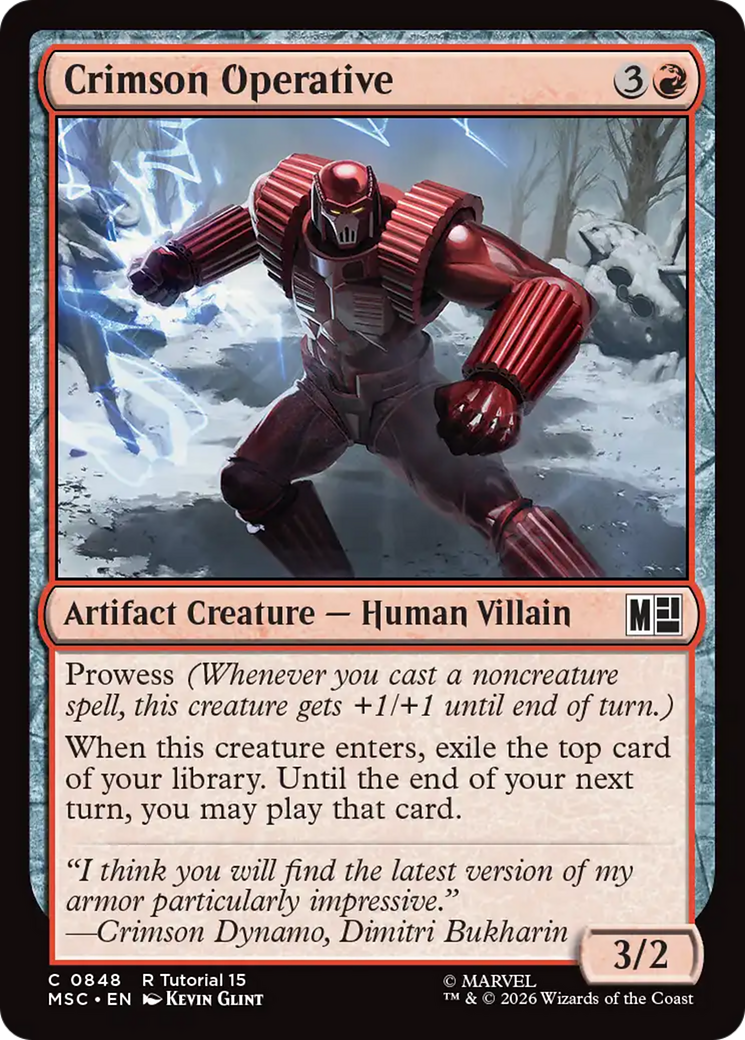 Crimson Operative - Common Artifact Creature — Human Villain card from Marvel Super Heroes Commander