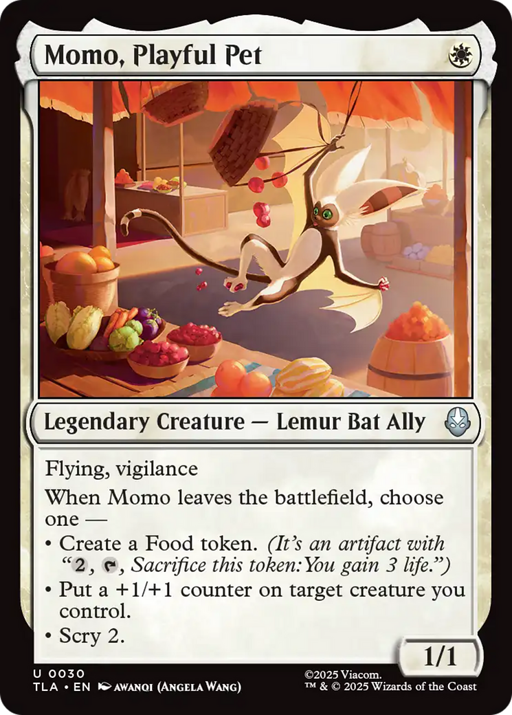 Momo, Playful Pet - Uncommon Legendary Creature — Lemur Bat Ally card from Avatar: The Last Airbender