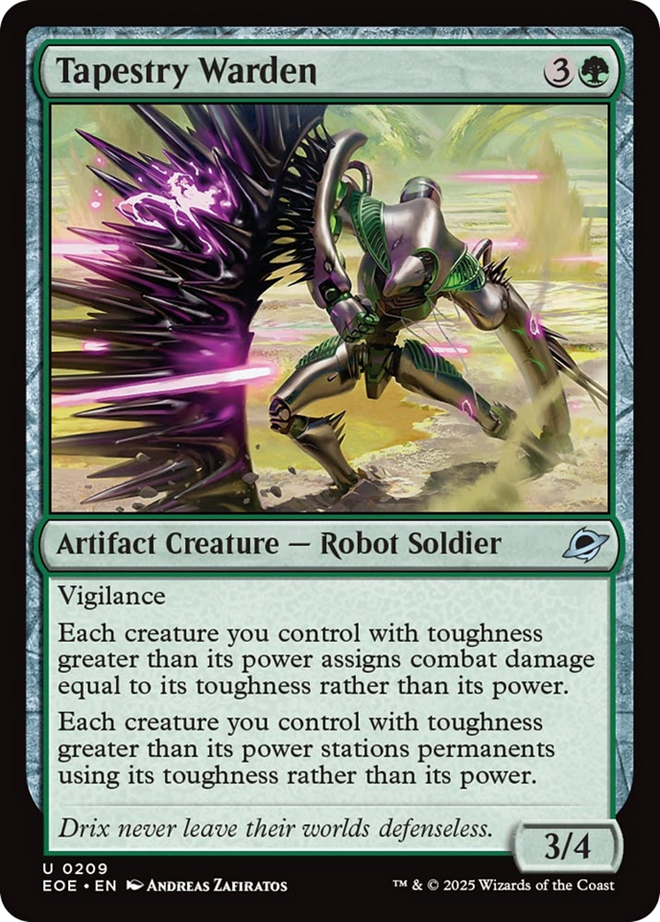Tapestry Warden - Uncommon Artifact Creature — Robot Soldier card from Edge of Eternities
