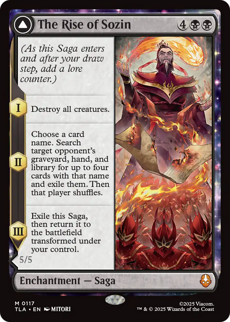 The Rise of Sozin // Fire Lord Sozin - Mythic Enchantment — Saga card from Avatar: The Last Airbender