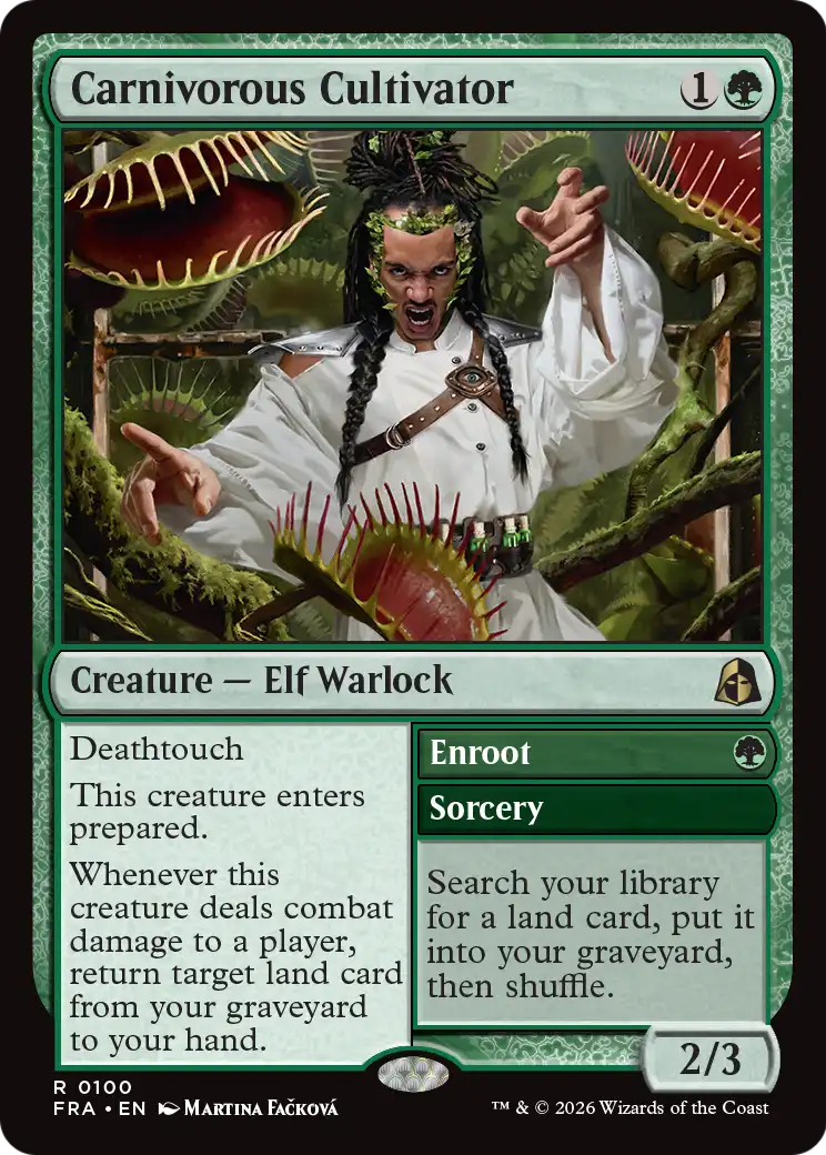 Carnivorous Cultivator // Enroot - Rare Creature — Elf Warlock card from Reality Fracture