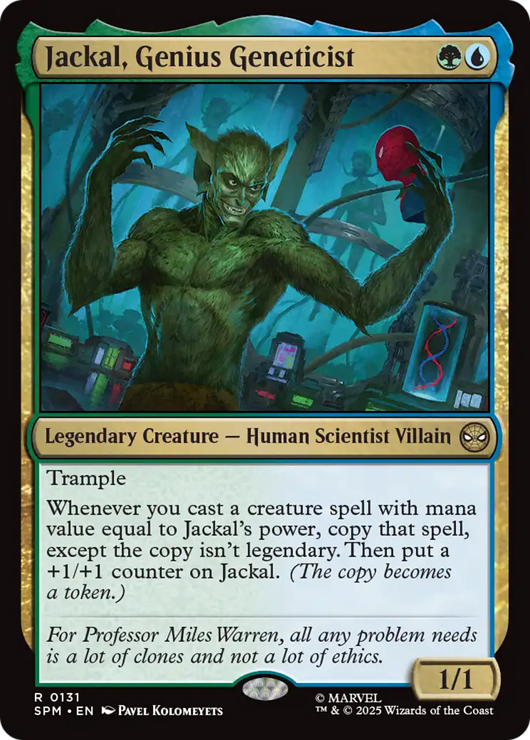Jackal, Genius Geneticist - Rare Legendary Creature — Human Scientist Villain card from Marvel's Spider-Man